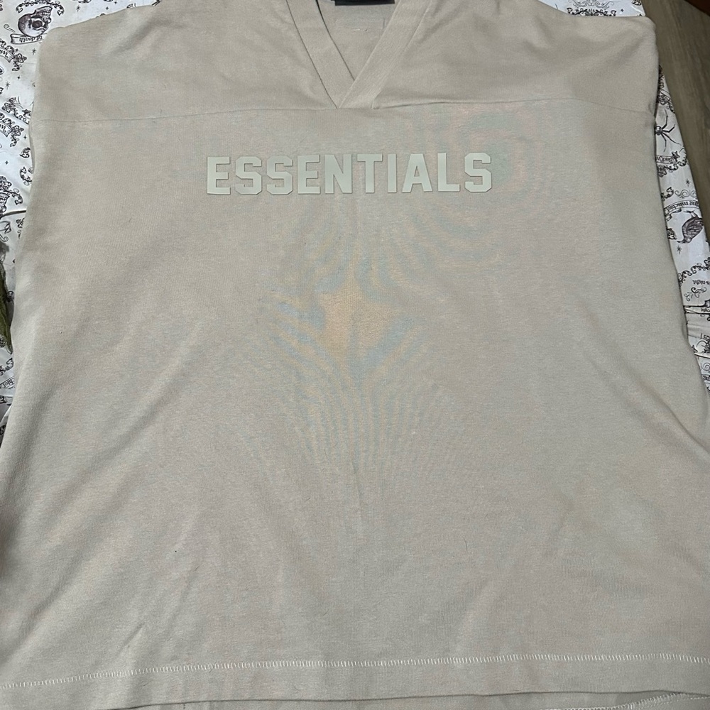 ESSENTIALS Beige V-Neck Tee